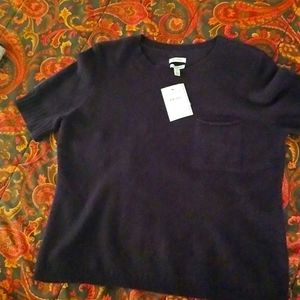 NWT Cashmete XL Navy Sweater Blouse